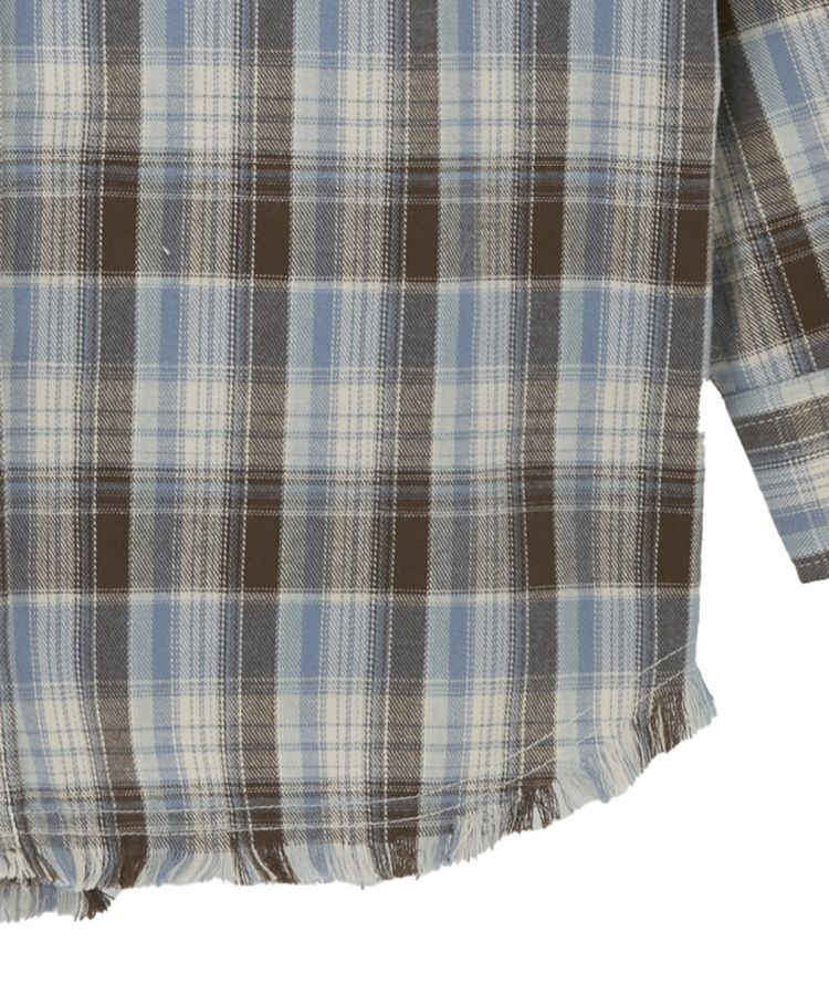 AMERICAN HOLIC「フリンジヘム起毛チェックシャツ」|シャツ・ブラウス|