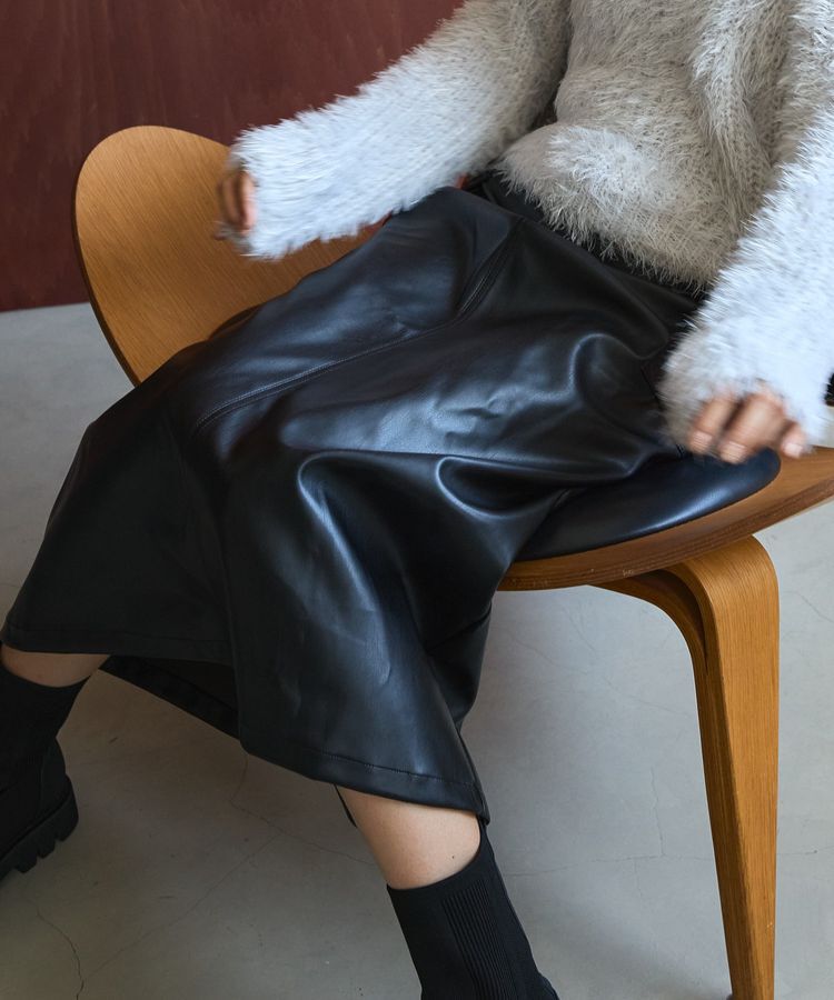 AMERICAN HOLIC「Wポケットフェイクレザースカート」|スカート|Black