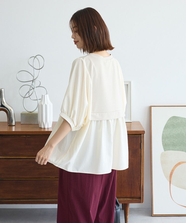 Green Parks「ベスト風7分袖ドッキングプルオーバー」|Tシャツ・カットソー|