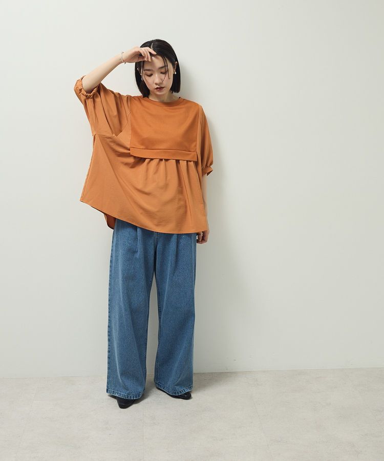 Green Parks「ベスト風7分袖ドッキングプルオーバー」|Tシャツ・カットソー|