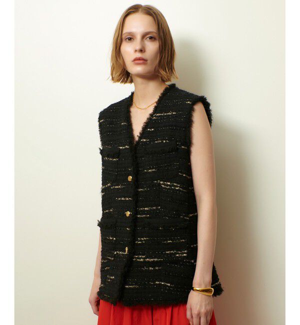 allureville「ジオリカツィードフリンジジレ」|ベスト・ジレ|