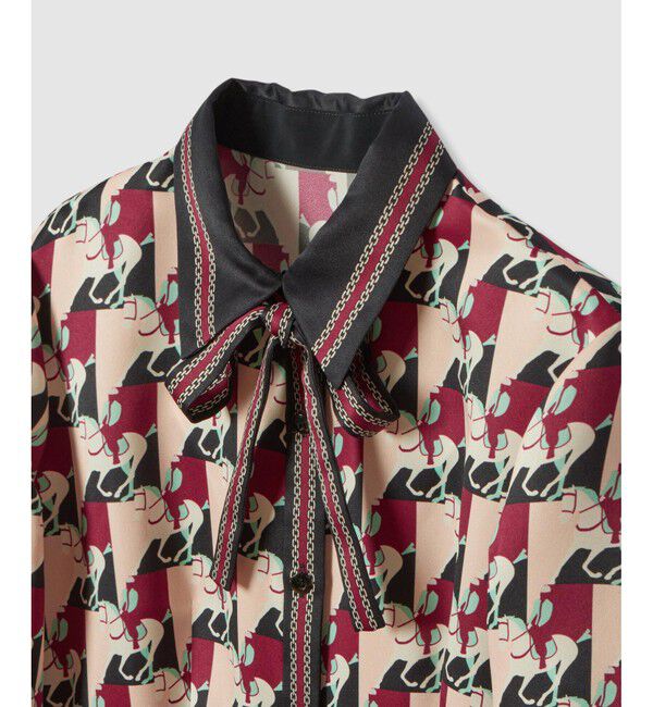 LOULOU WILLOUGHBY「【LOULOU WILLOUGHBY】ホースジオメトリックプリントシャツワンピース」|ワンピース|