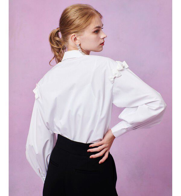 LOULOU WILLOUGHBY「【LOULOU WILLOUGHBY】メニーリボンパフスリーブシャツ」|シャツ・ブラウス|