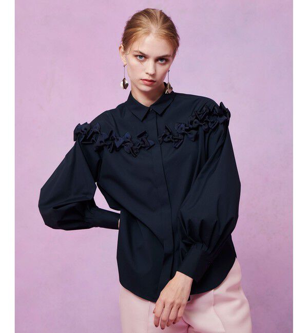 LOULOU WILLOUGHBY「【LOULOU WILLOUGHBY】メニーリボンパフスリーブシャツ」|シャツ・ブラウス|