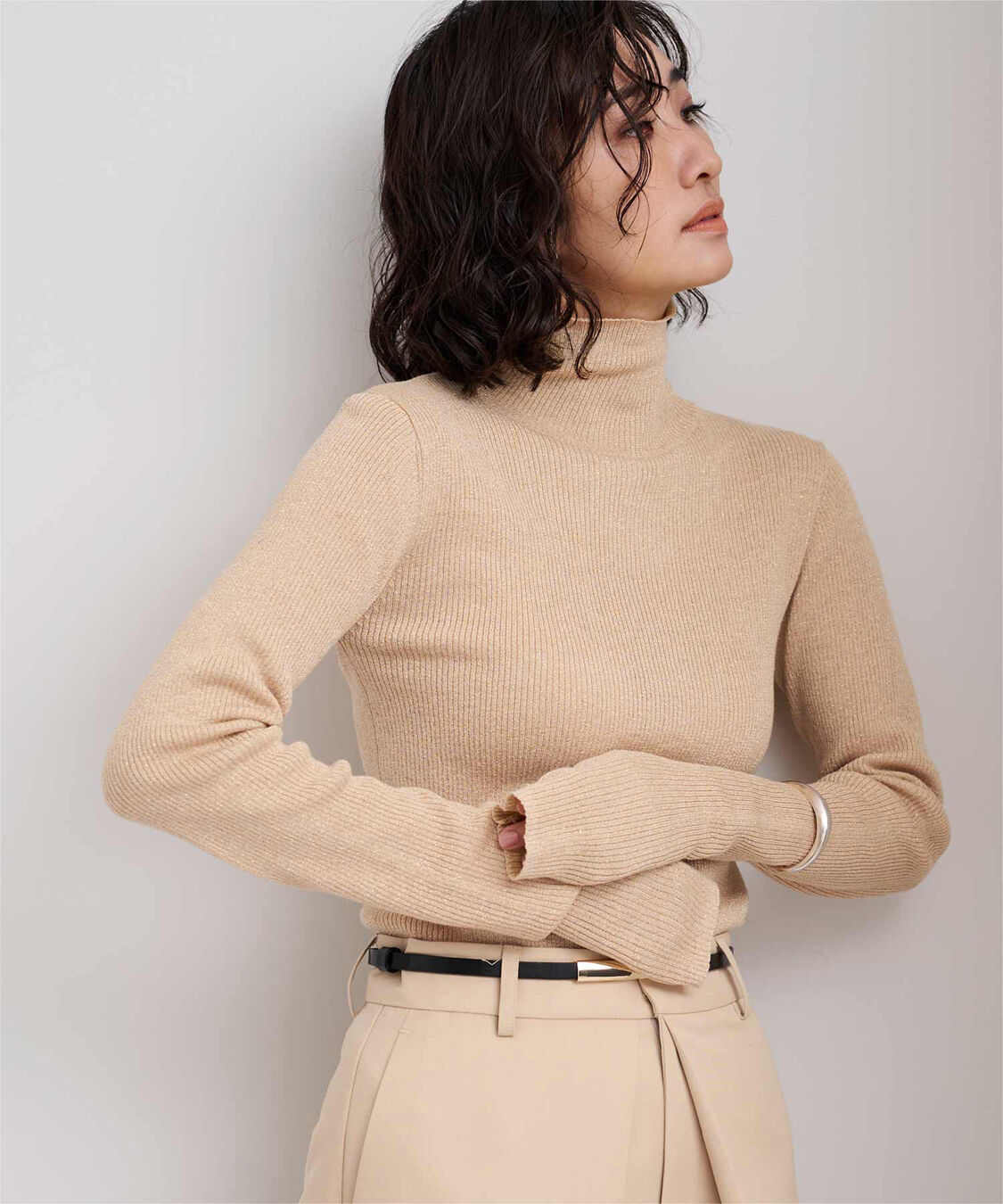 ur's「ウールブレンドハイネックリブニット」|ニット・セーター|ベージュ