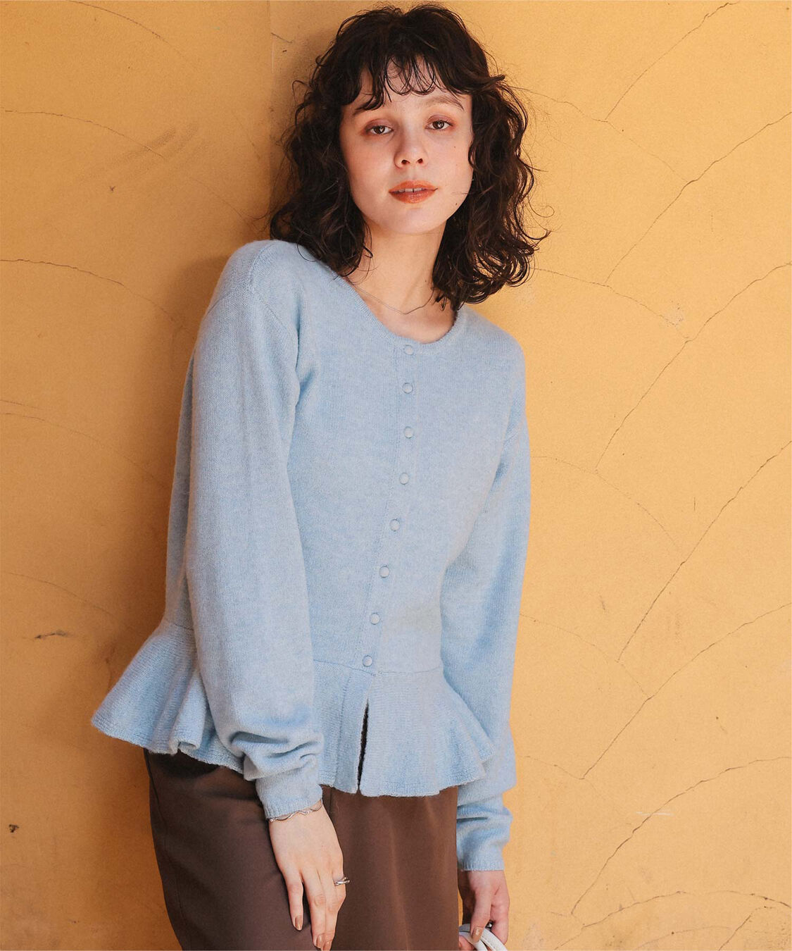 titivate「前後2wayフリルヘムニットカーディガン/トップス」|ニット・セーター|ブルー
