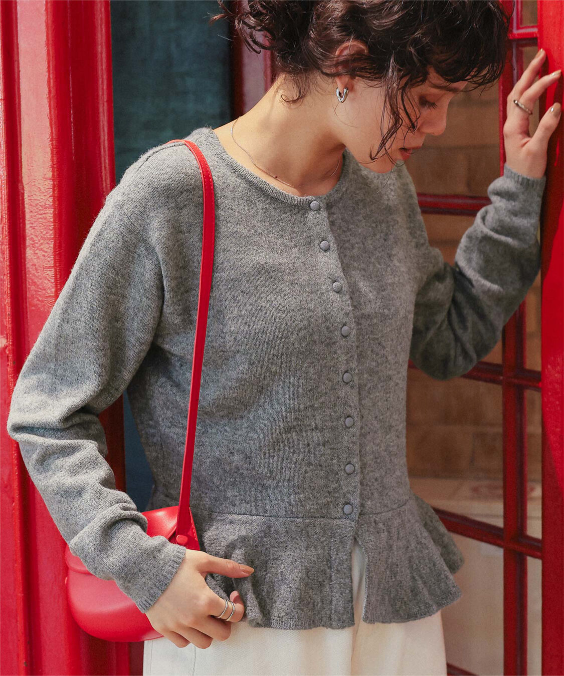 titivate「前後2wayフリルヘムニットカーディガン/トップス」|ニット・セーター|