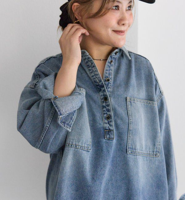  「【＠noricorico102企画】ヴィンテージライクデニムチュニックシャツ」|シャツ・ブラウス|