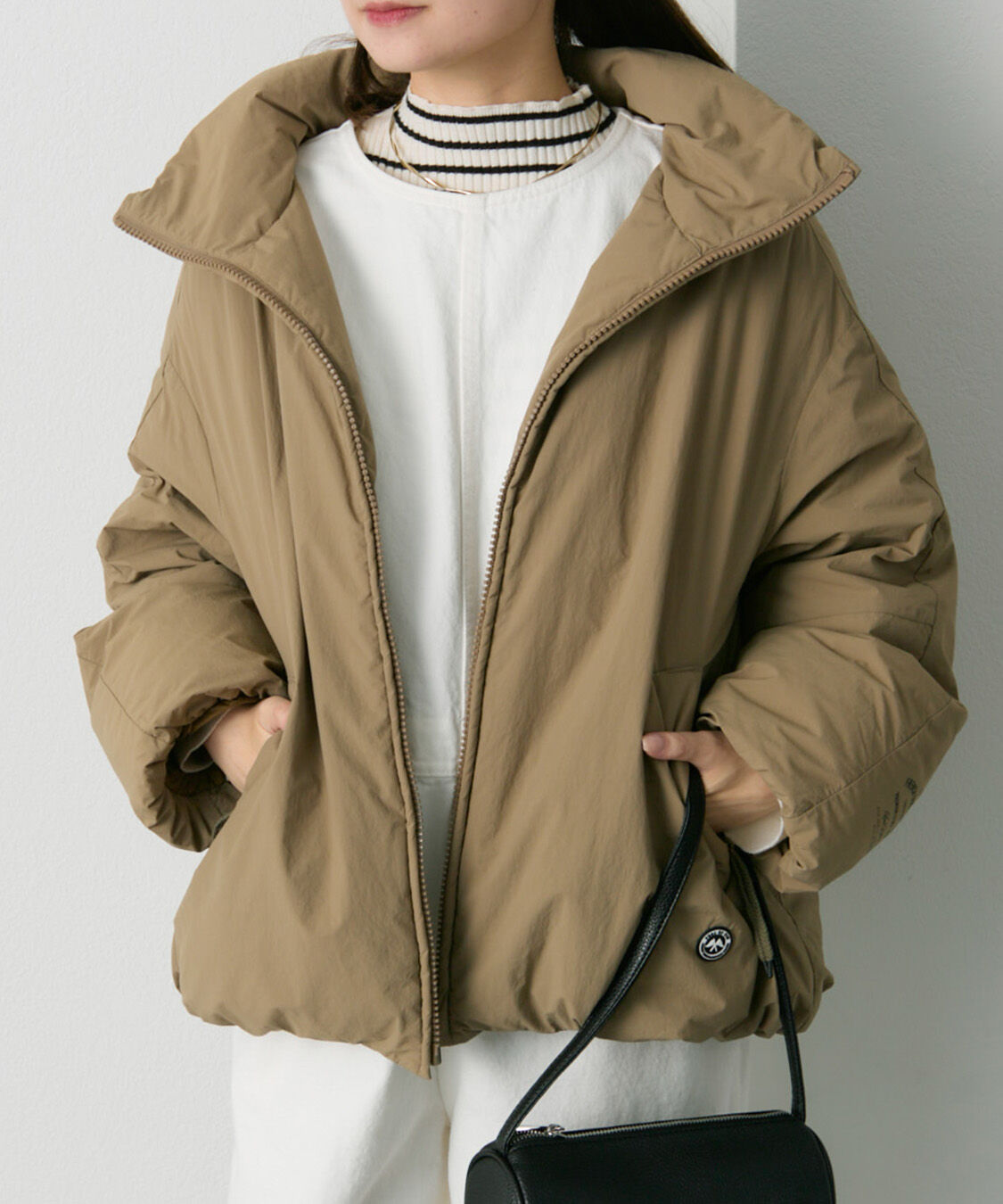  「フレンチダックダウンジップアップジャケット」|テーラードジャケット|ベージュ