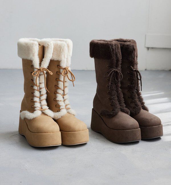  「マイナス３キロレースアップムートンブーツ」|その他|