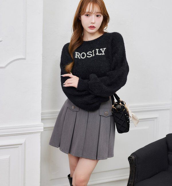  「金ボタンボックスプリーツミニスカート」|スカート|