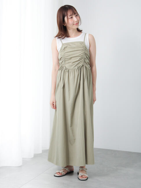 Te chichi TERRASSE「ドロストキャミワンピース」|ワンピース|カーキ