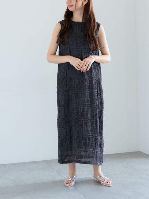 Te chichi「ミニフリルボーダーワンピース」|ワンピース|チャコールグレー