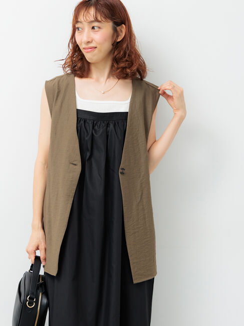 Lugnoncure「ベルト付き麻調ジレ」|ダウンベスト・ベスト|