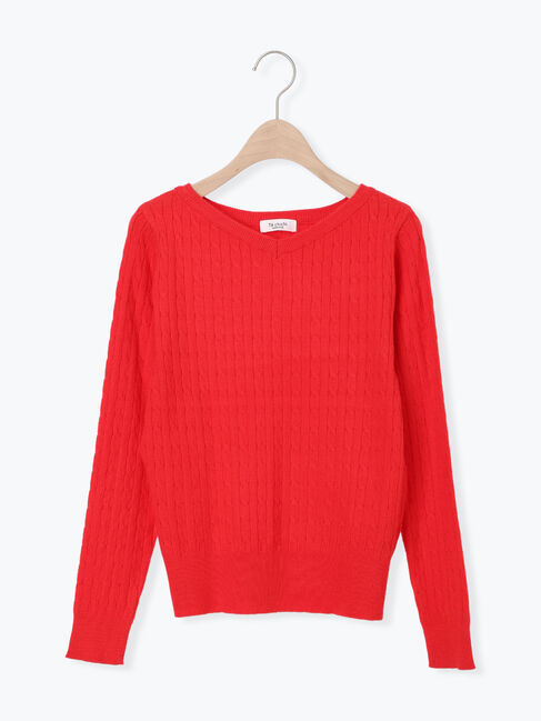 Te chichi TERRASSE「もちもちケーブルVネックニット」|ニット・セーター|