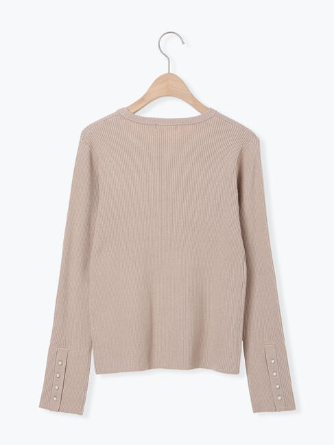 Te chichi TERRASSE「袖口釦クルーネックリブニット」|ニット・セーター|