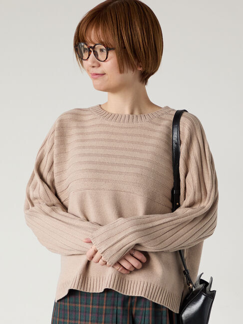 Lugnoncure「編地切替クルーネックニット」|ニット・セーター|