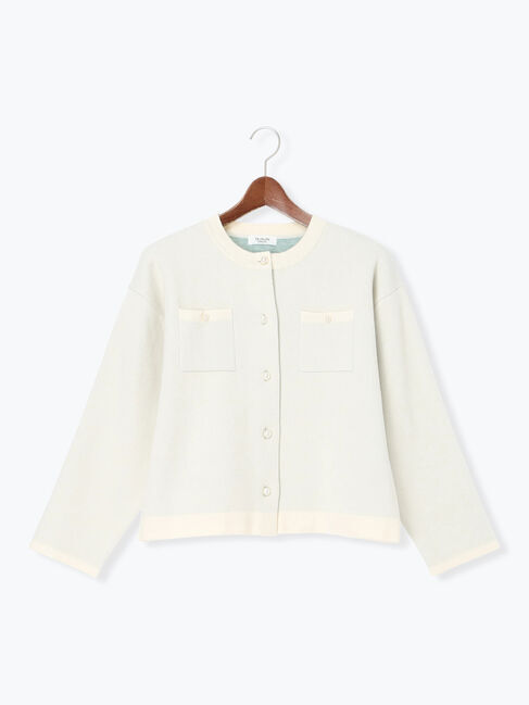 Te chichi TERRASSE「パール釦バイカラーニットカーディガン」|カーディガン|オフホワイト