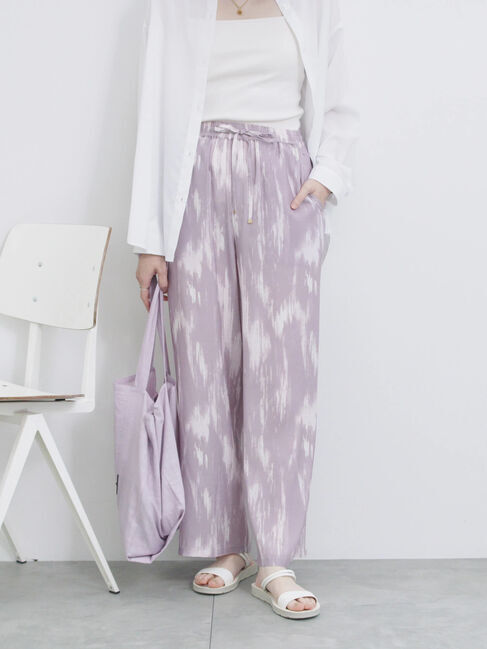 Samansa Mos2 blue「【接触冷感】水彩柄イージーパンツ」|その他|ピンク