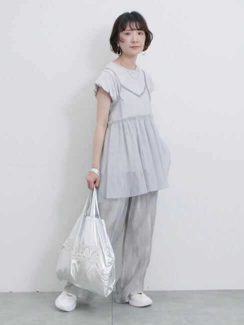 Samansa Mos2 blue「【接触冷感】水彩柄イージーパンツ」|その他|