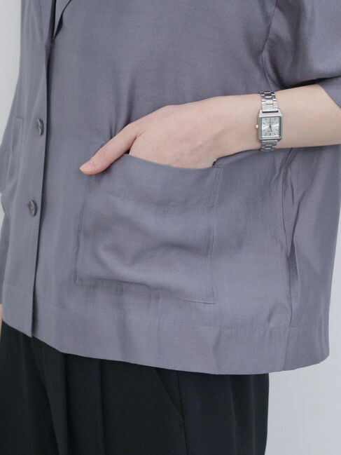 Samansa Mos2 blue「シアー開襟シャツ」|シャツ・ブラウス|