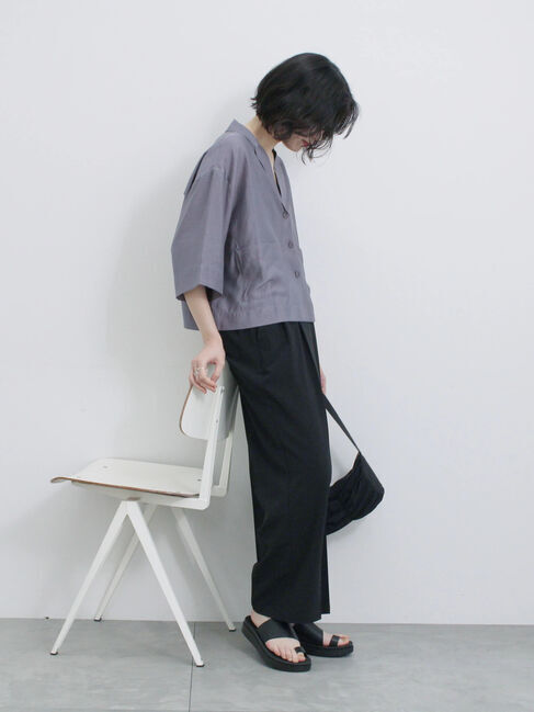 Samansa Mos2 blue「シアー開襟シャツ」|シャツ・ブラウス|