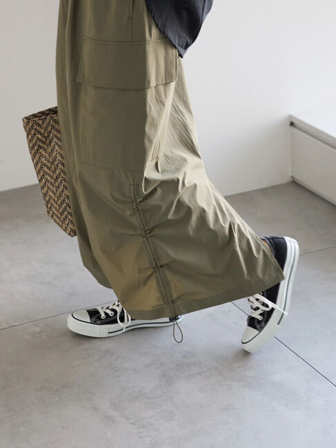 Samansa Mos2 blue「ナイロンカーゴスカート」|スカート|