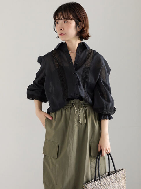 Samansa Mos2 blue「ナイロンカーゴスカート」|スカート|