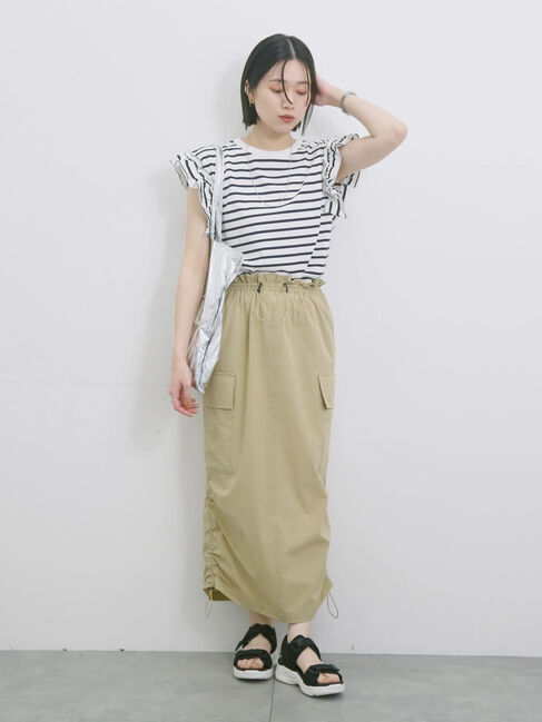 Samansa Mos2 blue「ナイロンカーゴスカート」|スカート|