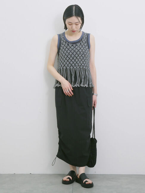 Samansa Mos2 blue「ナイロンカーゴスカート」|スカート|