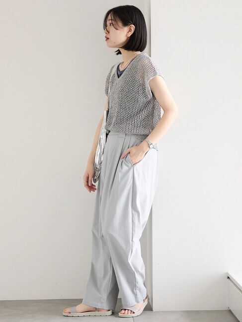 Samansa Mos2 blue「メランジラメメッシュニットベスト」|ニット・セーター|