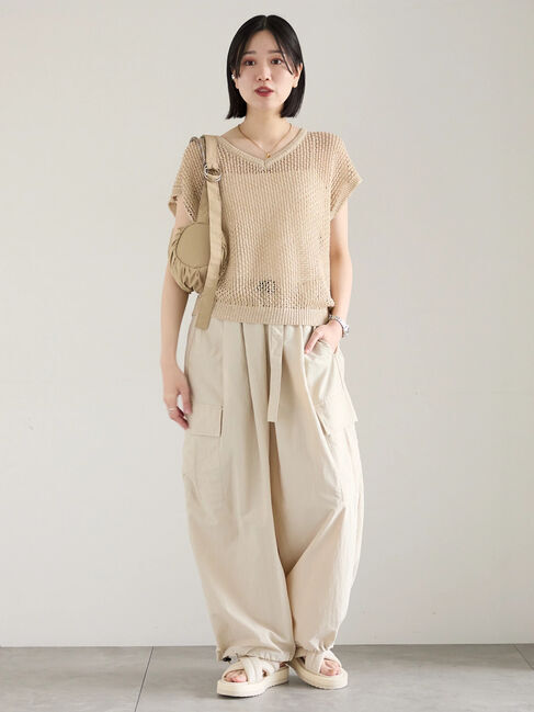 Samansa Mos2 blue「メランジラメメッシュニットベスト」|ニット・セーター|