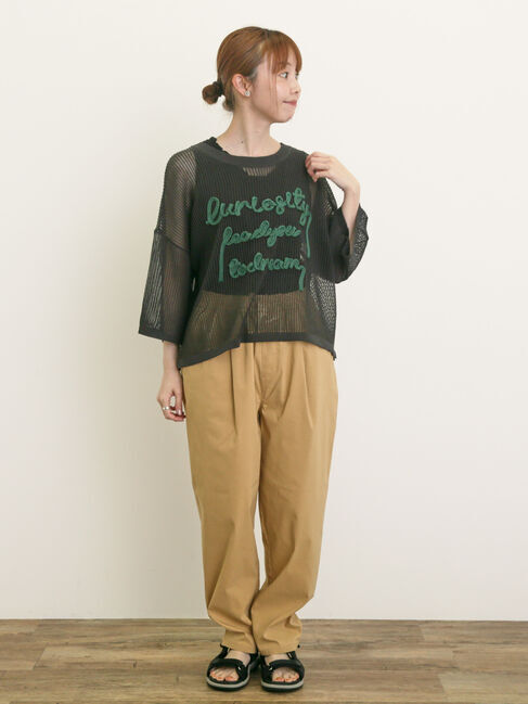 Samansa Mos2「テープロゴ刺繍ニットプルオーバー」|ニット・セーター|