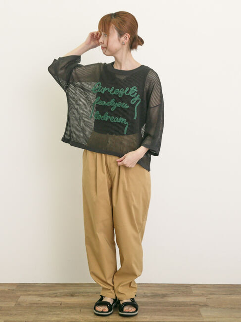 Samansa Mos2「テープロゴ刺繍ニットプルオーバー」|ニット・セーター|