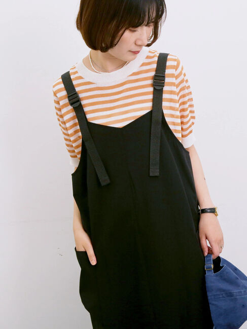 Samansa Mos2 blue「◎ボーダーニットプルオーバー」|ニット・セーター|