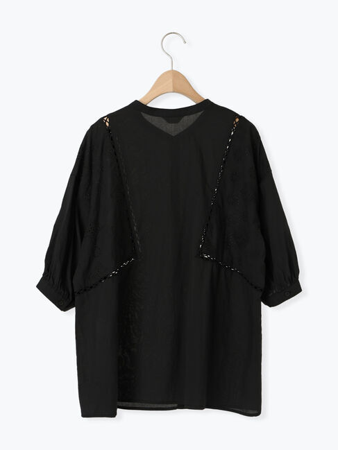 Samansa Mos2「レース切替バンドカラーブラウス」|シャツ・ブラウス|