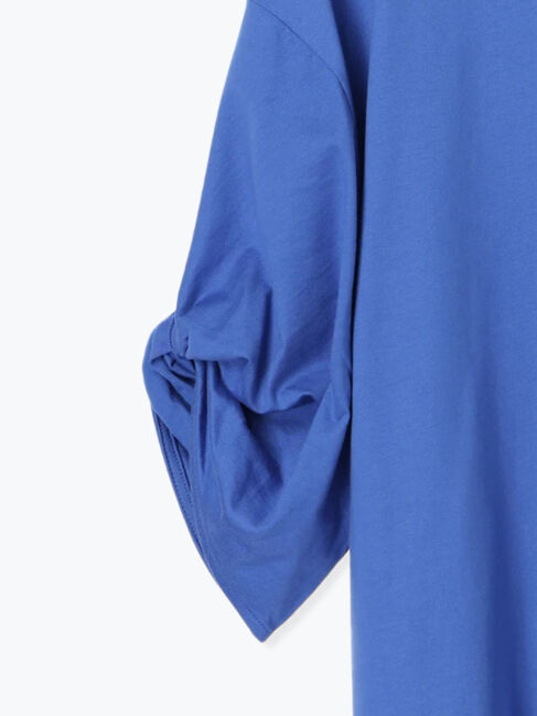 Samansa Mos2 blue「ツイストスリーブTシャツ」|Tシャツ・カットソー|