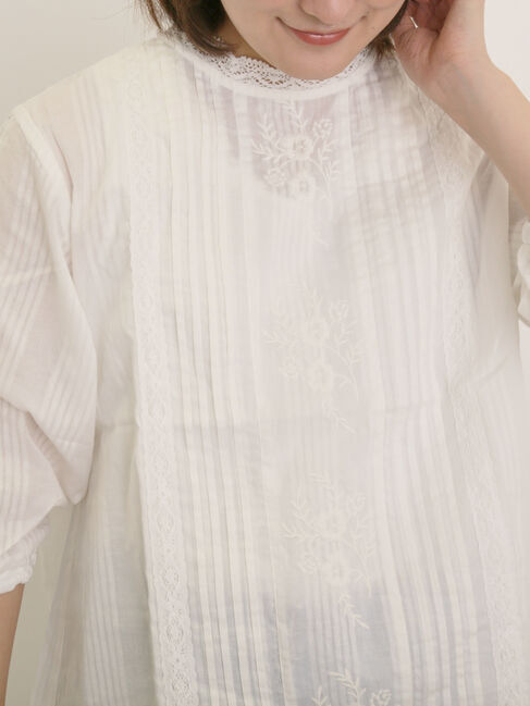 Samansa Mos2「フラワー柄刺繍レースブラウス」|シャツ・ブラウス|