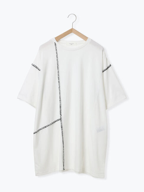 Samansa Mos2 blue「◎【接触冷感】切替ステッチチュニック」|Tシャツ・カットソー|