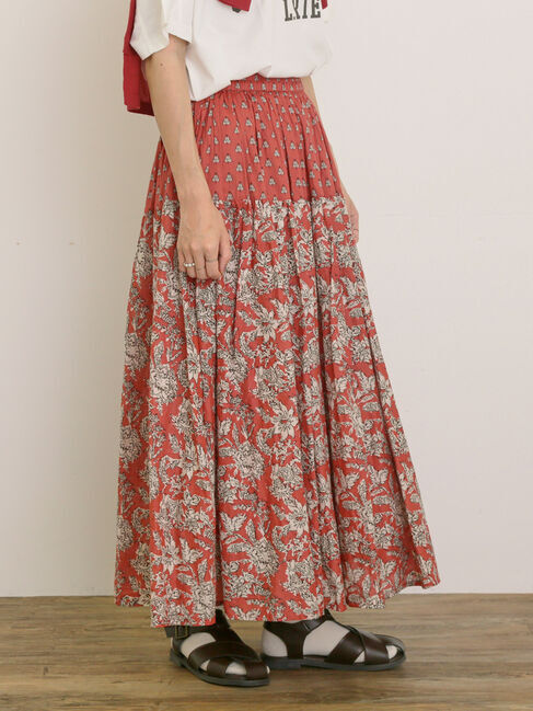 Samansa Mos2「インドボイル柄アソートスカート」|スカート|レッド