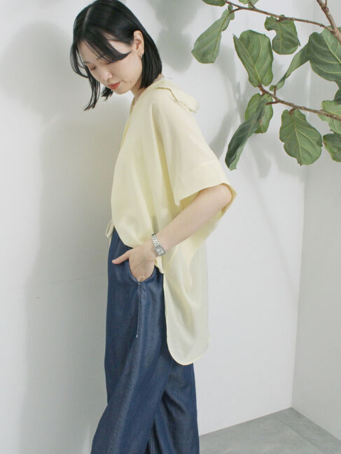 Samansa Mos2 blue「【接触冷感】ポンチョブラウス」|シャツ・ブラウス|