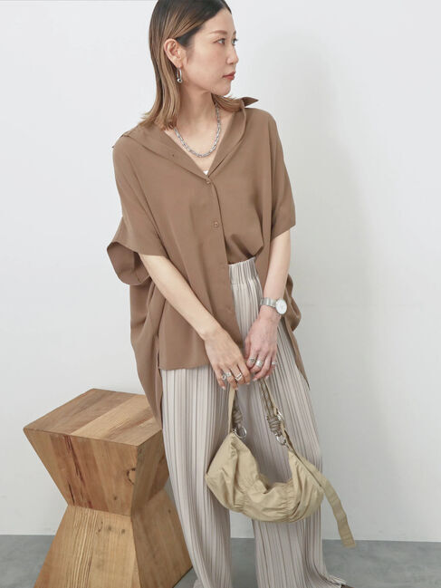 Samansa Mos2 blue「【接触冷感】ポンチョブラウス」|シャツ・ブラウス|