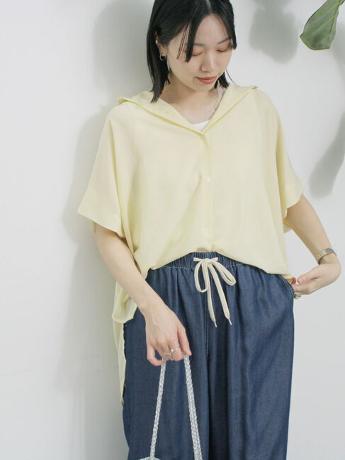 Samansa Mos2 blue「【接触冷感】ポンチョブラウス」|シャツ・ブラウス|