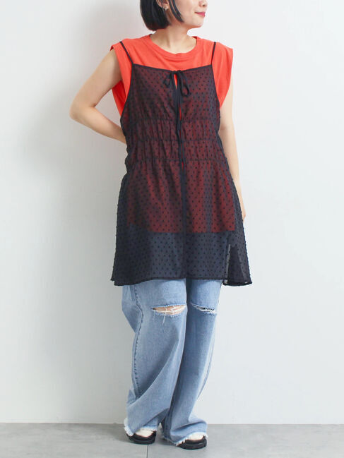 SM2「ドットシアージャカード2WAYキャミチュニック」|シャツ・ブラウス|ブラック