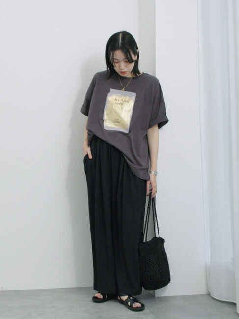 Samansa Mos2 blue「楊柳ハイウエストパンツ」|その他|