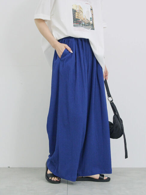 Samansa Mos2 blue「楊柳ハイウエストパンツ」|その他|