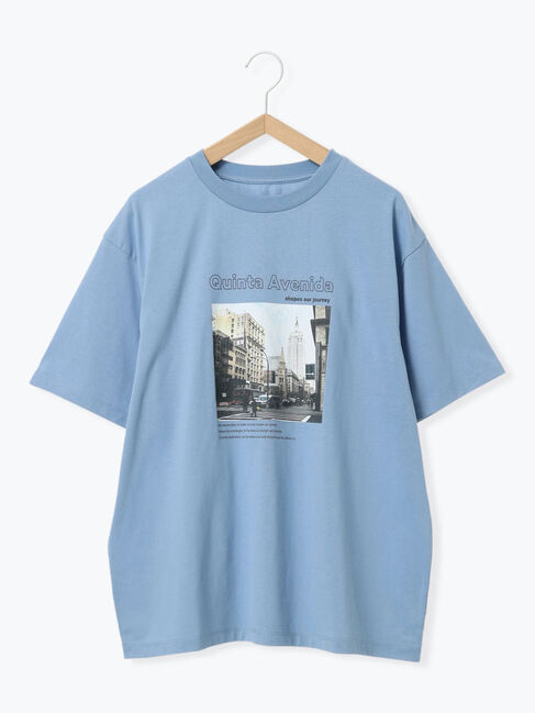 Samansa Mos2 blue「布帛切替ドルマンTシャツ」|Tシャツ・カットソー|