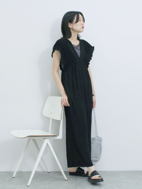 Samansa Mos2 blue「楊柳ワイドロンパース」|その他|