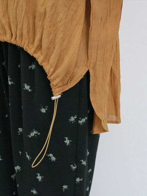 Samansa Mos2 blue「裾ドロスト楊柳シャツ」|シャツ・ブラウス|