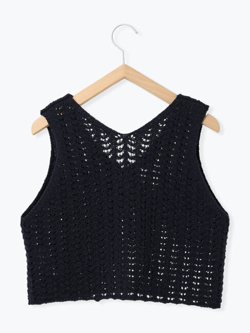 Samansa Mos2 blue「テープヤーン透かしニットベスト」|ニット・セーター|